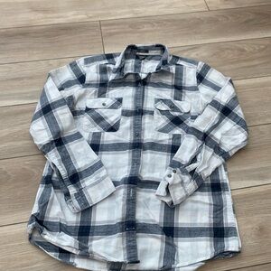 Eddie Bauer Navy and White Checkered Shirt large tall